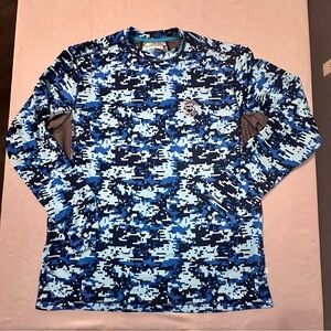 Magellan Fish Gear Blue Digital Camo Fishing Shirt Men’s L Performance